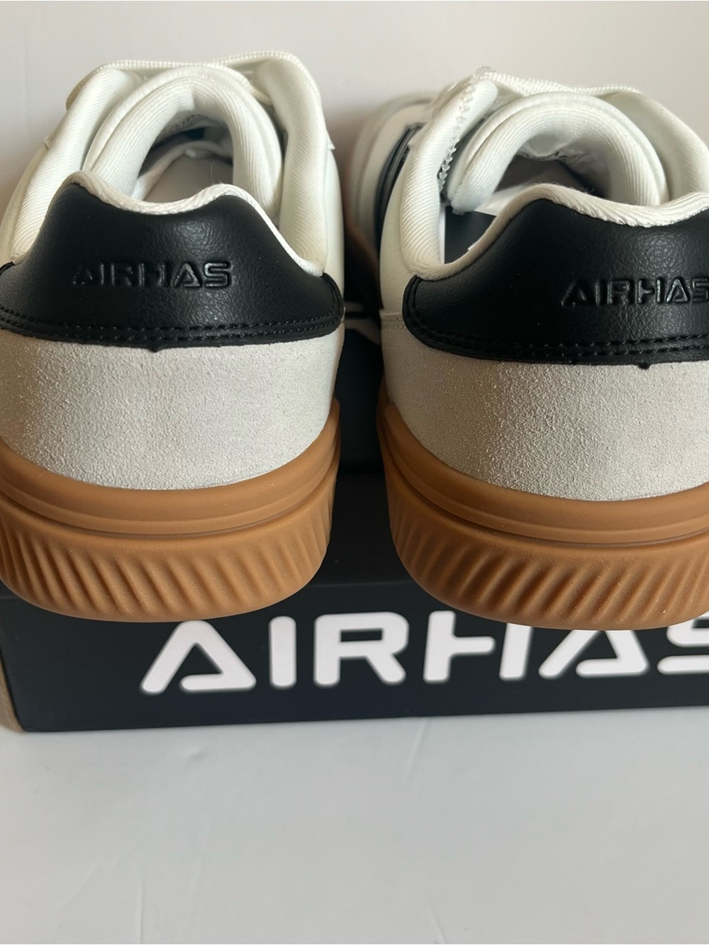 AIRHAS Retro Stripe Platform Sneakers White Black Gum Sole Women’s - Picture 8 of 15